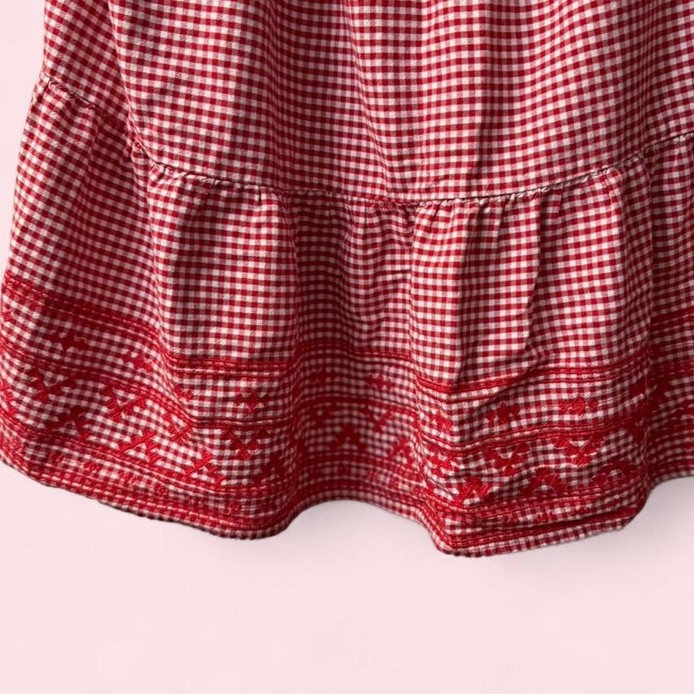 Old Navy Red Gingham Mini Dress with Embroidered Hem - Picture 3 of 8